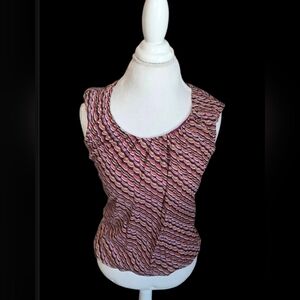 🧡 George Women's Orange and Purple Patterned Blouse Sz S